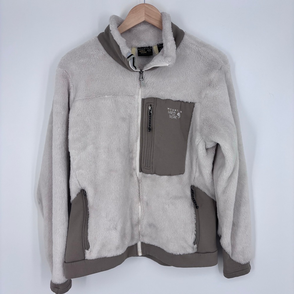 Mountain Hardwear Monkey Woman Fleece Jacket Women L Grey Full Zip High Loft